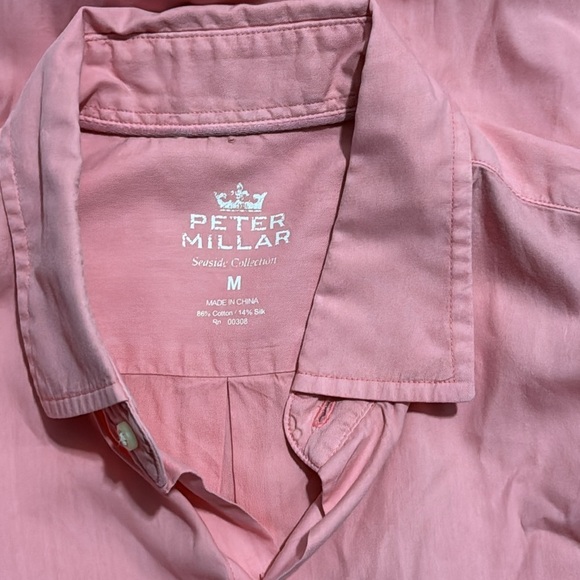 Peter Millar Men's Silk Cotton Shirt Pink M Long Sleeve Seaside Collection - Picture 9 of 9